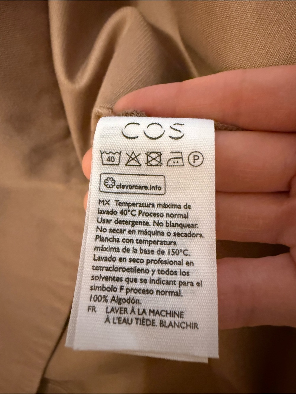 COS Asymmetric Organic Cotton A-line Skirt (Beige) - Picture 3 of 11
